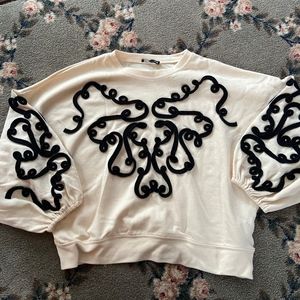 Zara Cream and Black Sweater